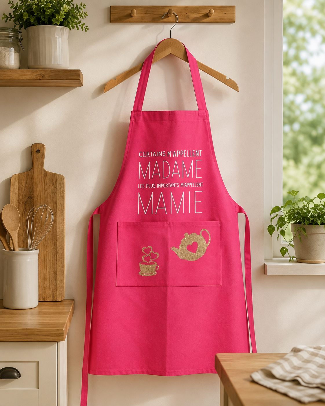 Tablier rose "Mamie"